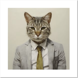 business cat - funny tshirt design Posters and Art